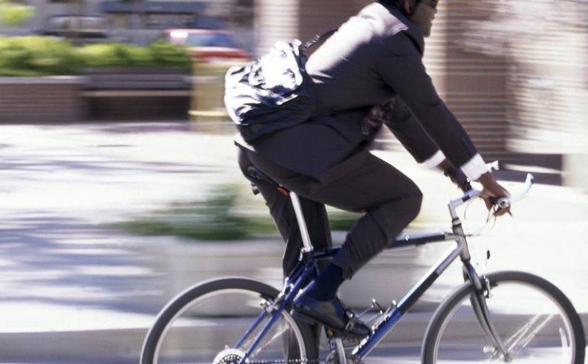 Man riding bike.